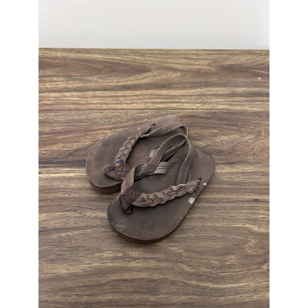 Rainbow Girls Sandals,Kids Size 3-4‎ Leather, Braided Strap Good Condition